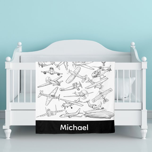 Manta Polar Hand drawn Airplanes Aviation Pilot Aviator Fun (Subido por el creador)