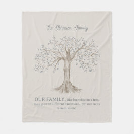 Manta Polar Hand Painted Tree Custom Family Quote Gray Beige