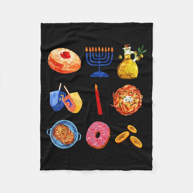 Manta Polar Hanukkah Latke Menorah Dreidel Donut Chanukah Jewi (Anverso)