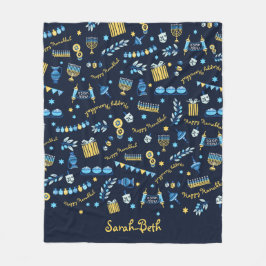 Manta Polar Hanukkah Personalizada Menorah Dreidel