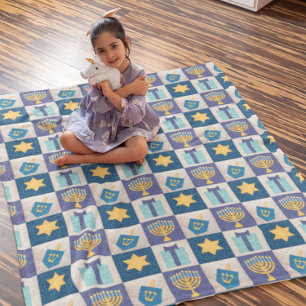 Manta Polar Hanukkah Quilt Look Fleece Blanket