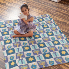 Manta Polar Hanukkah Quilt Look Fleece Blanket