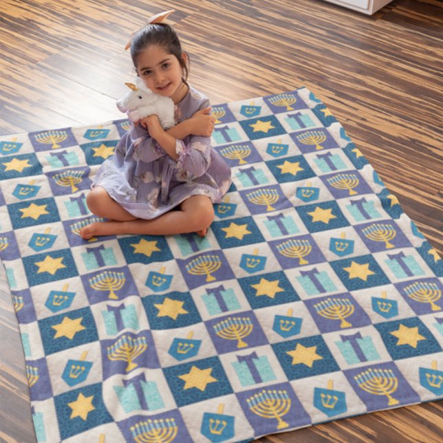 Manta Polar Hanukkah Quilt Look Fleece Blanket (Subido por el creador)