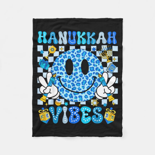 Manta Polar Hanukkah Vibes Groovy Smile Face Jewish Holiday Ch (Anverso)