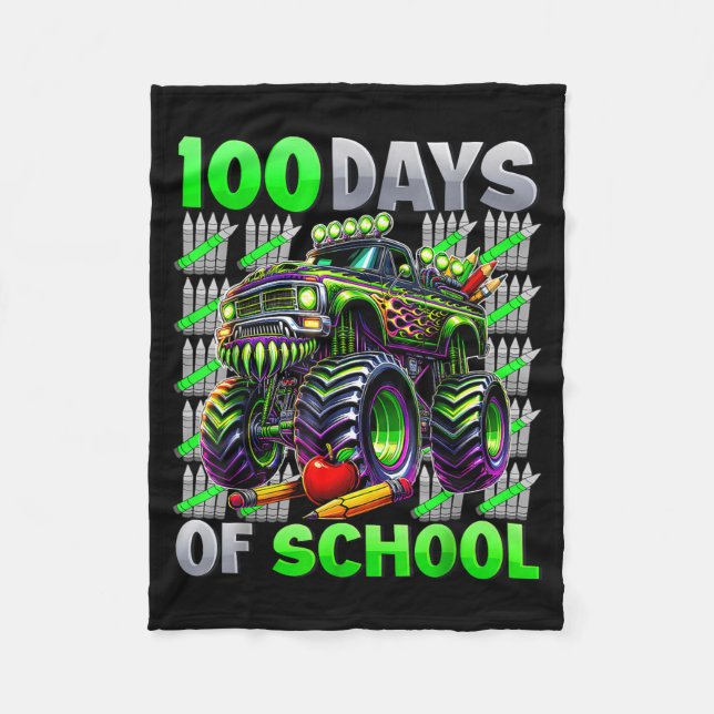 Manta Polar Happy 100 Days Of School Funny Monster Truck Stude (Anverso)