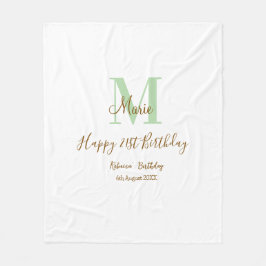Manta Polar Happy 21st Birthday green add name monogram brown