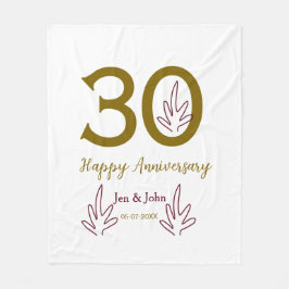 Manta Polar Happy 30th anniversary name date golden red leaf