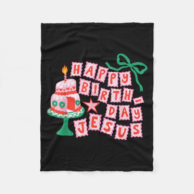 Manta Polar Happy Birthday Christian Jesus Christmas Preppy Bd (Anverso)