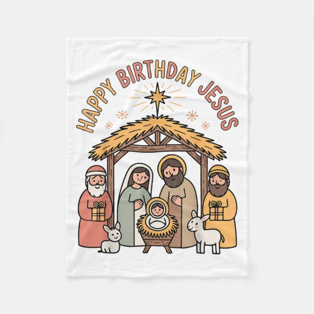 Manta Polar Happy Birthday Jesus Christmas Christian Outfit To (Anverso)