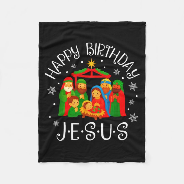 Manta Polar Happy Birthday Jesus Christmas Pajamas Xmas Squad  (Anverso)
