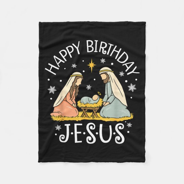 Manta Polar Happy Birthday Jesus Ugly Christmas Sweater Christ (Anverso)