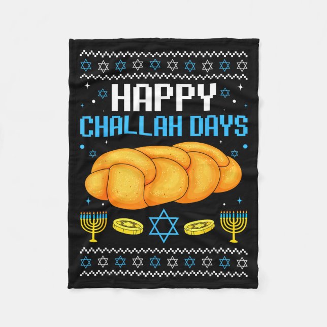 Manta Polar Happy Challah Days Ugly Christmas Hanukkah  (Anverso)