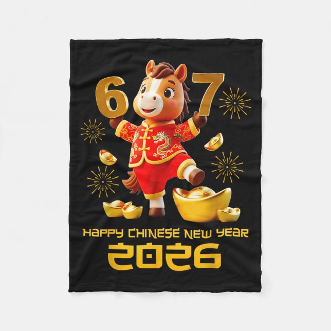 Manta Polar Happy Chinese New Year 2026 Funny Horse 6 7 Meme 6 (Anverso)