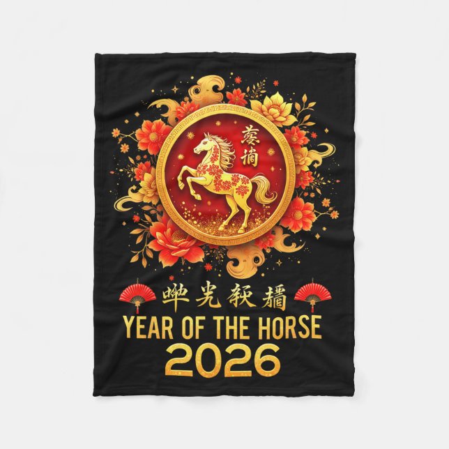 Manta Polar Happy Chinese New Year 2026 Lunar Year Of The Hors (Anverso)