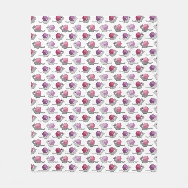 Manta Polar Happy Cute Cats Playing with Balls Pattern (Anverso)