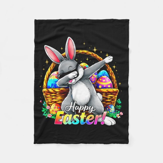 Manta Polar Happy Easter Dabbing Bunny Funny Egg Basket Men Bo (Anverso)