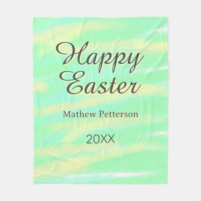 Manta Polar Happy Easter green yellow pastel gray name year  (Anverso)