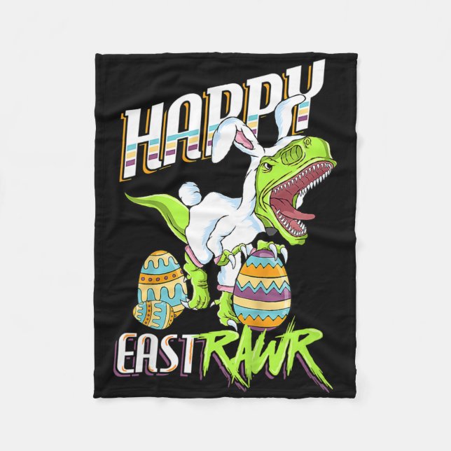 Manta Polar Happy Eastrawr Cute Trex Dinosaur Easter Bunny Egg (Anverso)