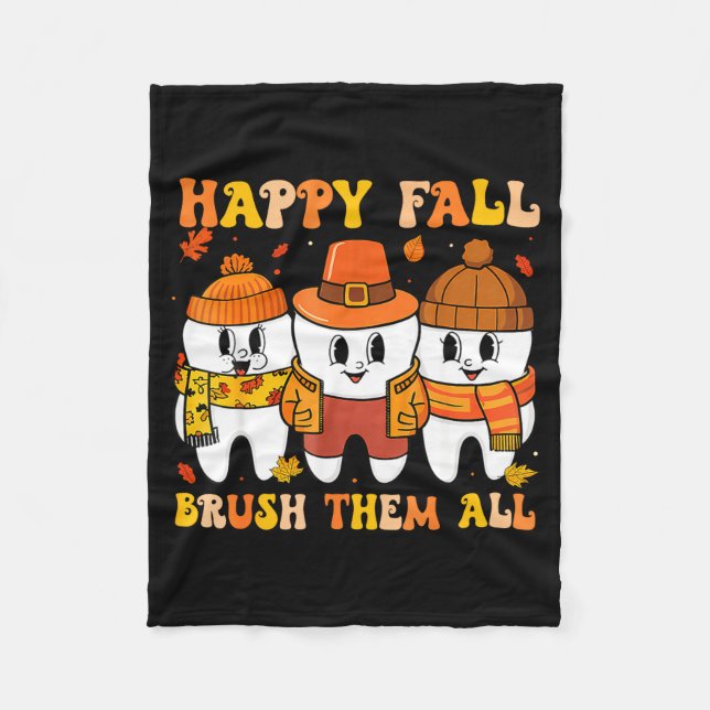 Manta Polar Happy Fall Bruhem All Teeth Thanksgiving Dental De (Anverso)