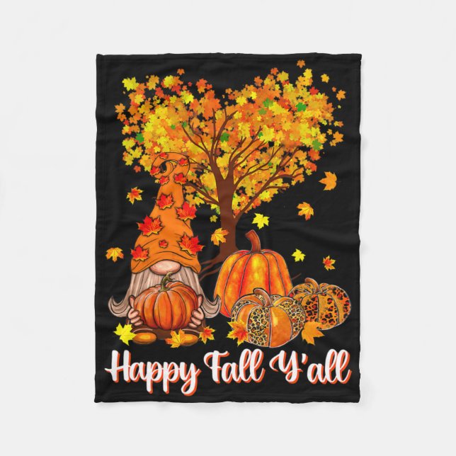 Manta Polar Happy Fall Y'all Funny Gnome Leopard Pumpkin Autum (Anverso)