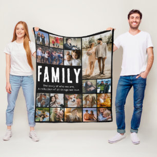 Manta Polar Happy Family Collage de fotos Fleece Blanket