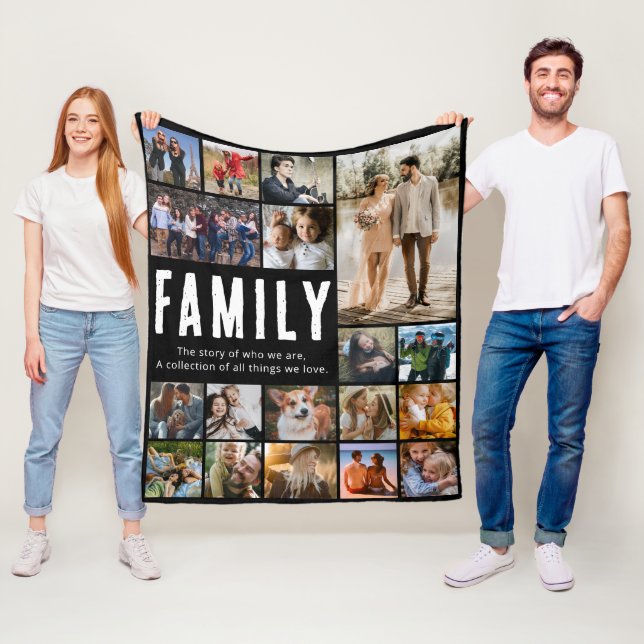 Manta Polar Happy Family Collage de fotos Fleece Blanket (In situ)