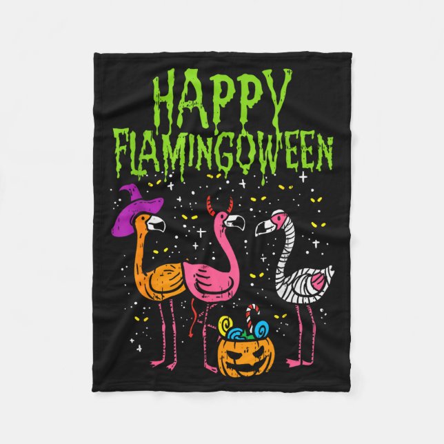 Manta Polar Happy Flamingoween Y Flamingos Funny Halloween Cos (Anverso)