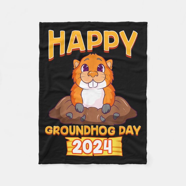 Manta Polar Happy Groundhog Day 2024 Woodchuck Weather Meteoro (Anverso)