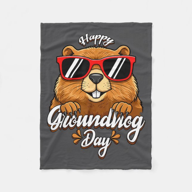 Manta Polar Happy Groundhog Day Funny Groundhog Sungles Cute K (Anverso)