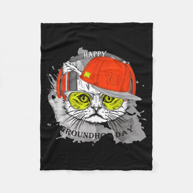 Manta Polar Happy Groundhog Day With Cat Lovers  (Anverso)