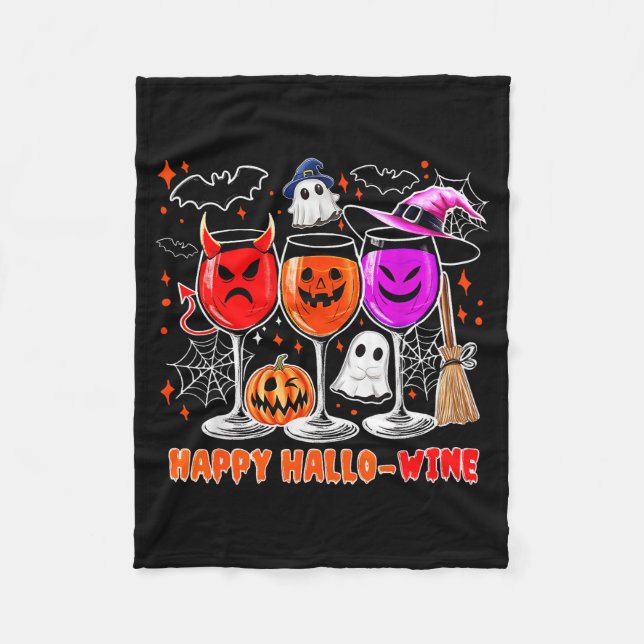 Manta Polar Happy Hallo-wine Funny Halloween Gl Wine Drinking  (Anverso)