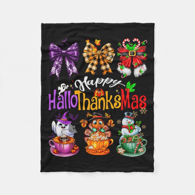 Manta Polar Happy Hallothanksmas Coquette Bow Coffee Latte Can (Anverso)
