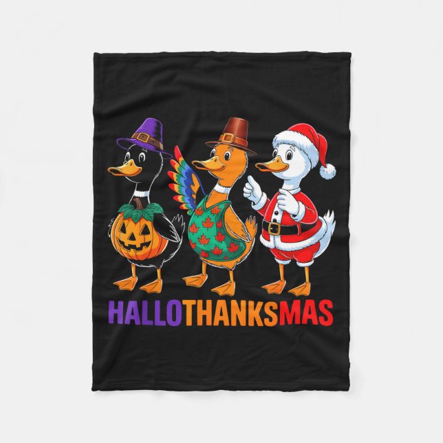 Manta Polar Happy Hallothanksmas Duck Lover Halloween Merry Ch (Anverso)