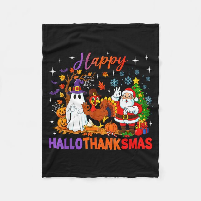 Manta Polar Happy Hallothanksmas Halloween Thanksgiving 67 Chr (Anverso)