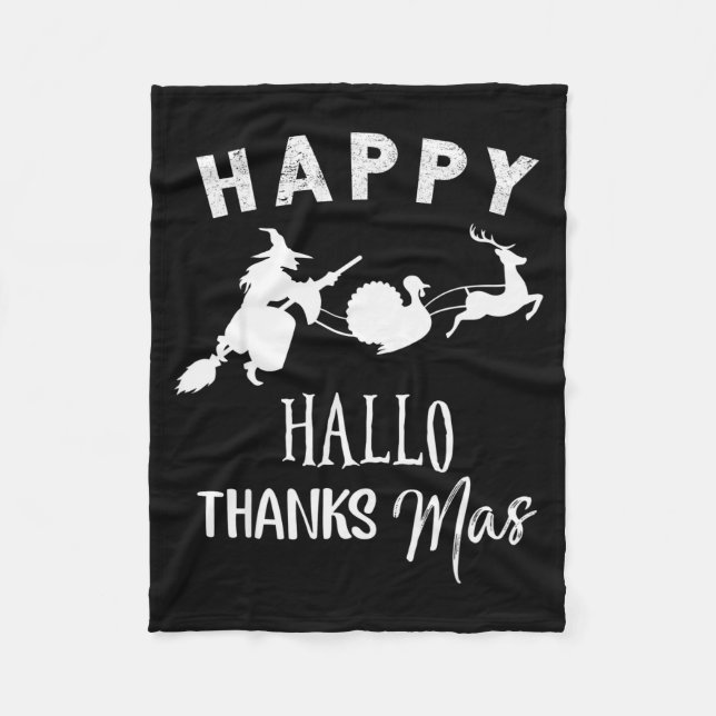 Manta Polar Happy Hallothanksmas Halloween Witch Thanksgiving  (Anverso)