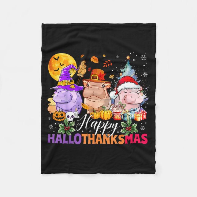Manta Polar Happy Hallothanksmas Hip Lover Halloween Merry Chr (Anverso)