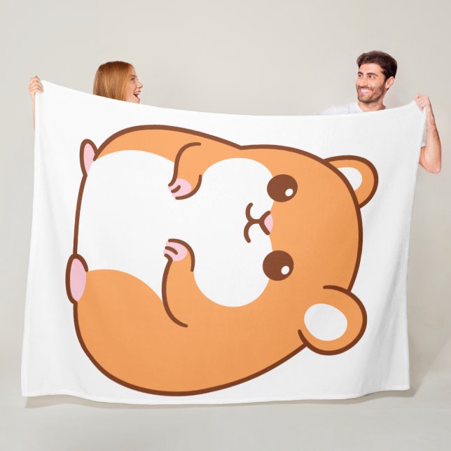 Manta Polar Happy Hamster Fleece Blanket (In situ)