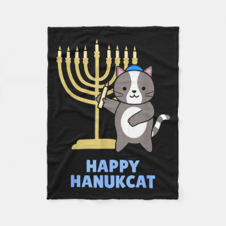 Manta Polar Happy Hanukcat Black Cat Meowzel Tov Menorah Funny