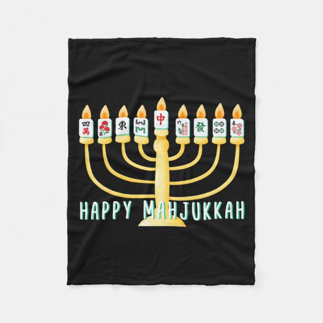 Manta Polar Happy Hanukkah Mahjong Menorah Mahjukkah Chanukkah (Anverso)