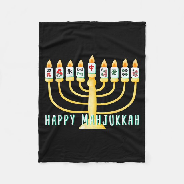 Manta Polar Happy Hanukkah Mahjong Menorah Mahjukkah Chanukkah (Anverso)