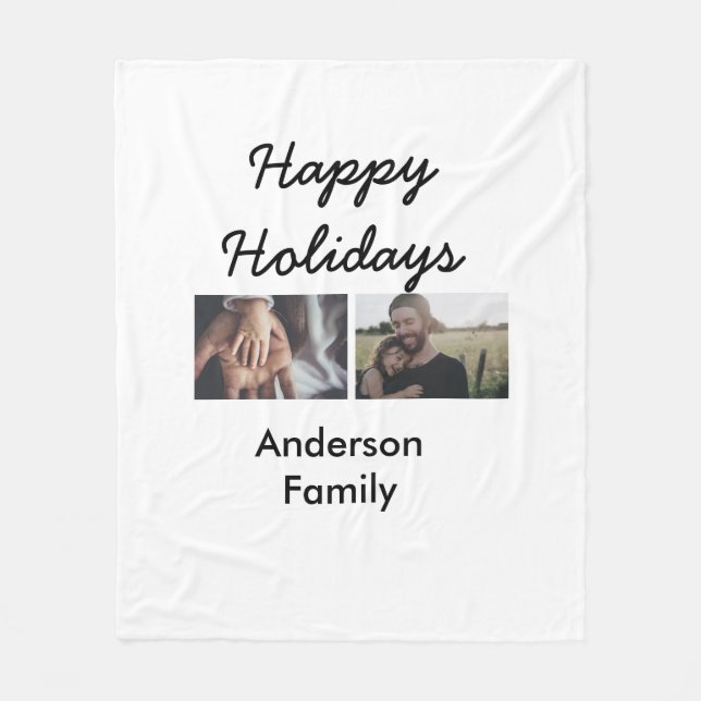 Manta Polar Happy holidays father son Christmas photo family n (Anverso)