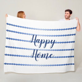 Manta Polar Happy Home Blue Stripes Fleece Blanket