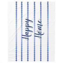 Happy Home Blue Stripes Fleece Blanket