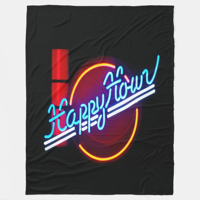 Manta Polar Happy Hour Neon Rótulo Fleece Blanket (Anverso)