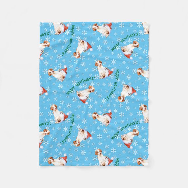Manta Polar Happy Howlidays Pointer Fleece Blanket (Anverso)