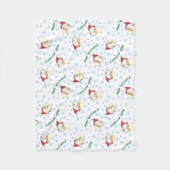 Manta Polar Happy Howlidays Toy Poodle Fleece Blanket (Anverso)
