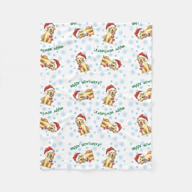 Manta Polar Happy Howlidays Yellow Lab (Anverso)