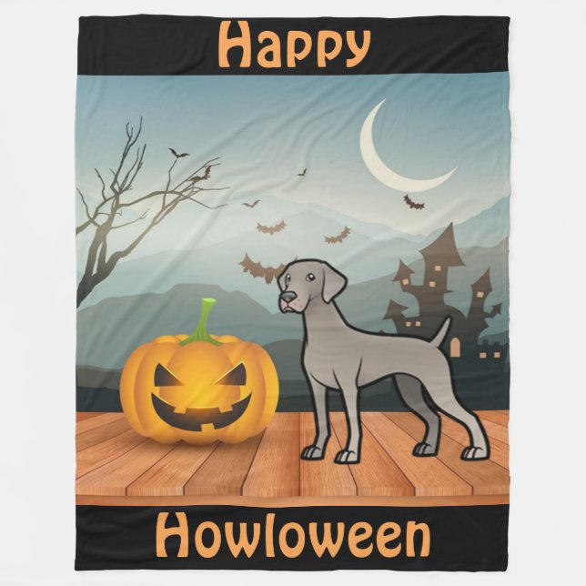 Manta Polar Happy Howloween Weimaraner (Anverso)
