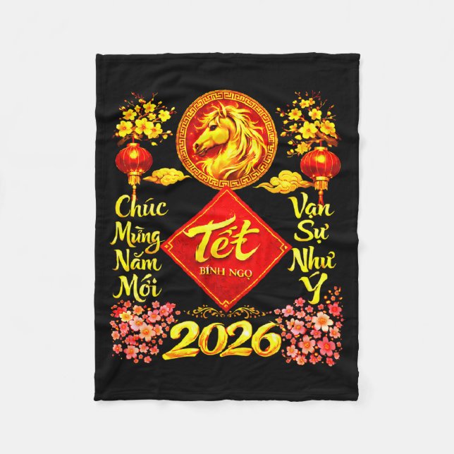 Manta Polar Happy Lunar New Year 2026 Year Of The Horse Tet Ng (Anverso)