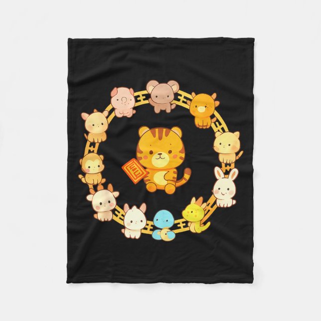 Manta Polar Happy Lunar New Year Animals 12 Chinese Zodiac Sig (Anverso)